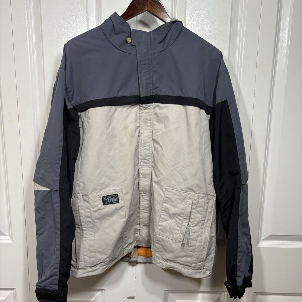 Burton Ronin Ski Jacket Gray Black Snowboarding Mens M Stained 90s Y2K Retro